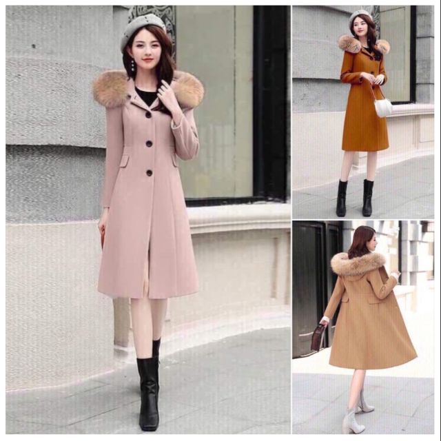 👗 ÁO KHOÁC DẠ 2 LỚP DÁNG DÀI LÔNG CỔ