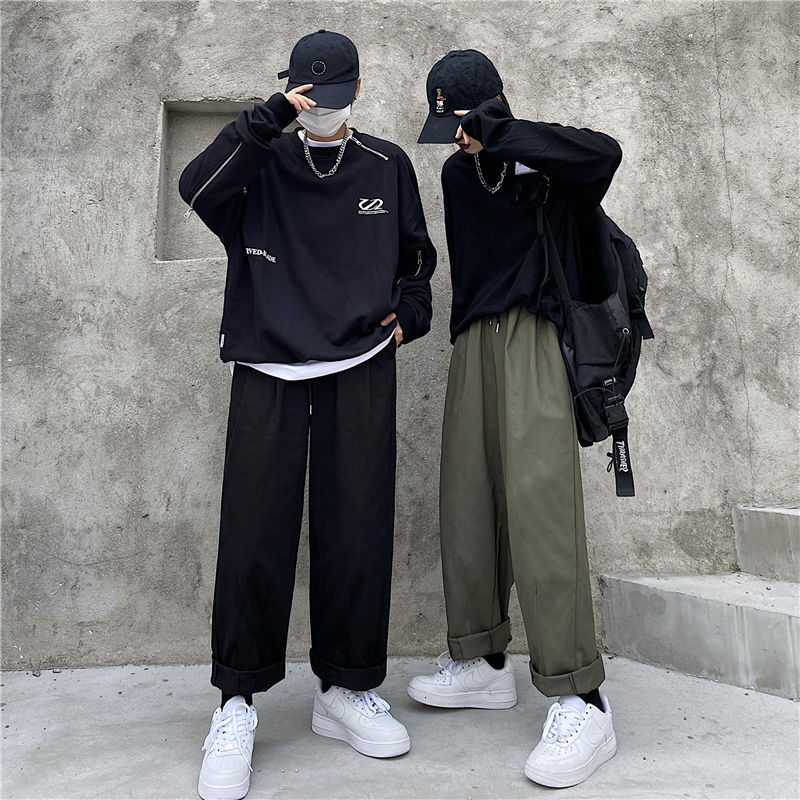 Quần Dài Ống Rộng Màu Trơn Thời Trang Retro Cổ Điển Hàn Quốc | BigBuy360 - bigbuy360.vn