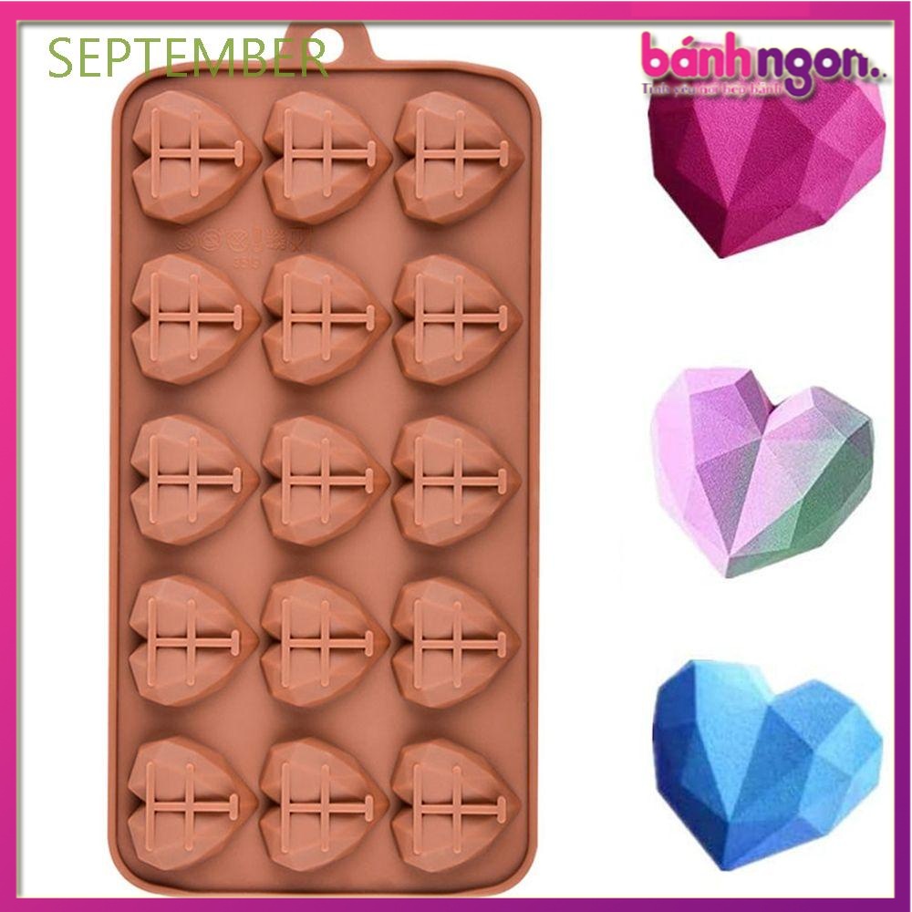 Khuôn Silicon Làm Bánh Và Sô Cô La 15 ô Tạo Hình Kim Cương Trái Tim
