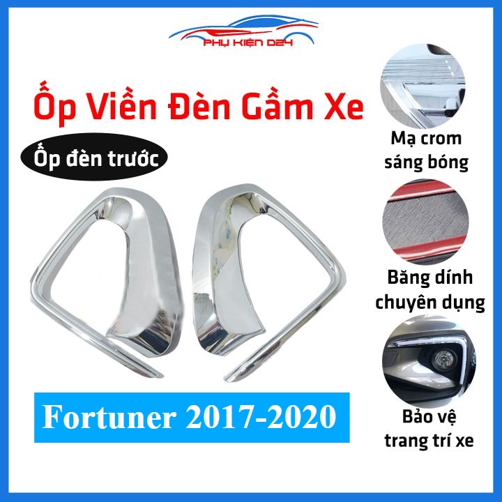Ốp viền đèn gầm trước Fortuner 2017-2018-2019-2020 mạ Crom chống trầy trang trí làm đẹp xe