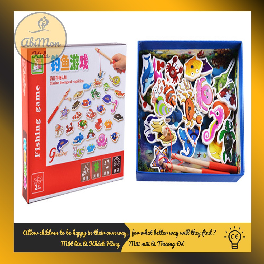 Bộ Câu Cá Nam Châm Bằng Gỗ Cho Bé ☘️ Montessori cao cấp ✨ (Đồ chơi Gỗ - Đồ chơi Giáo Dục - An toàn - Thông minh)