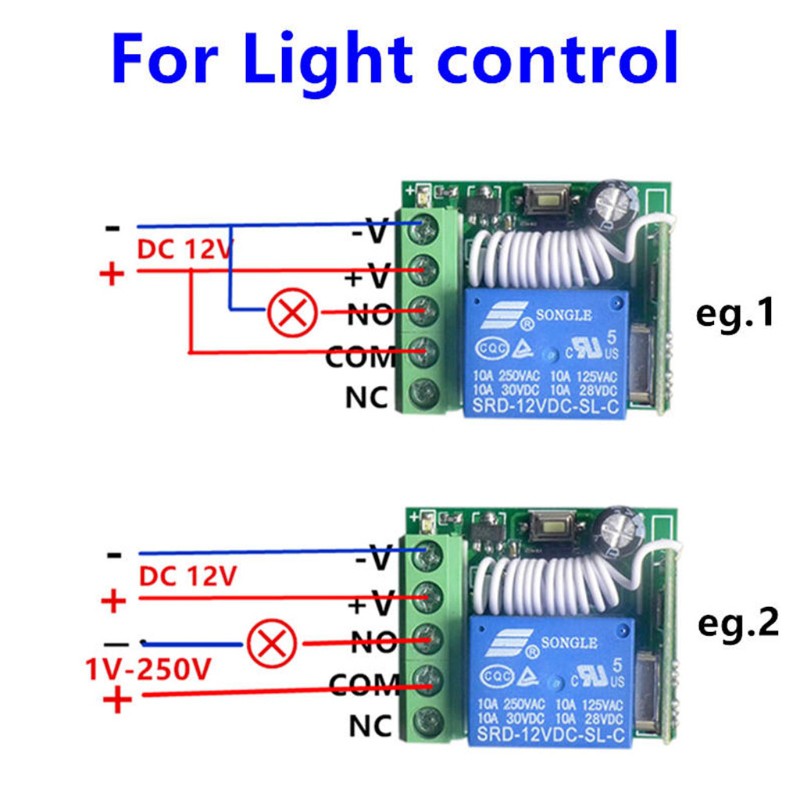 Wireless Remote Control Switch DC12V 1CH Relay Receiver Module + 2 RF Transmitte