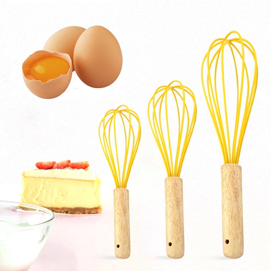 JARRED Dụng Cụ Đánh Trứng Bằng Silicone Tay Cầm Gỗ Tiện Dụng