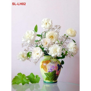 TRANH DÁN TƯỜNG 3D LỌ HOA ĐẸP H02 - TRANH HOA HỒNG TRẮNG ĐẸP - YAN SHOP