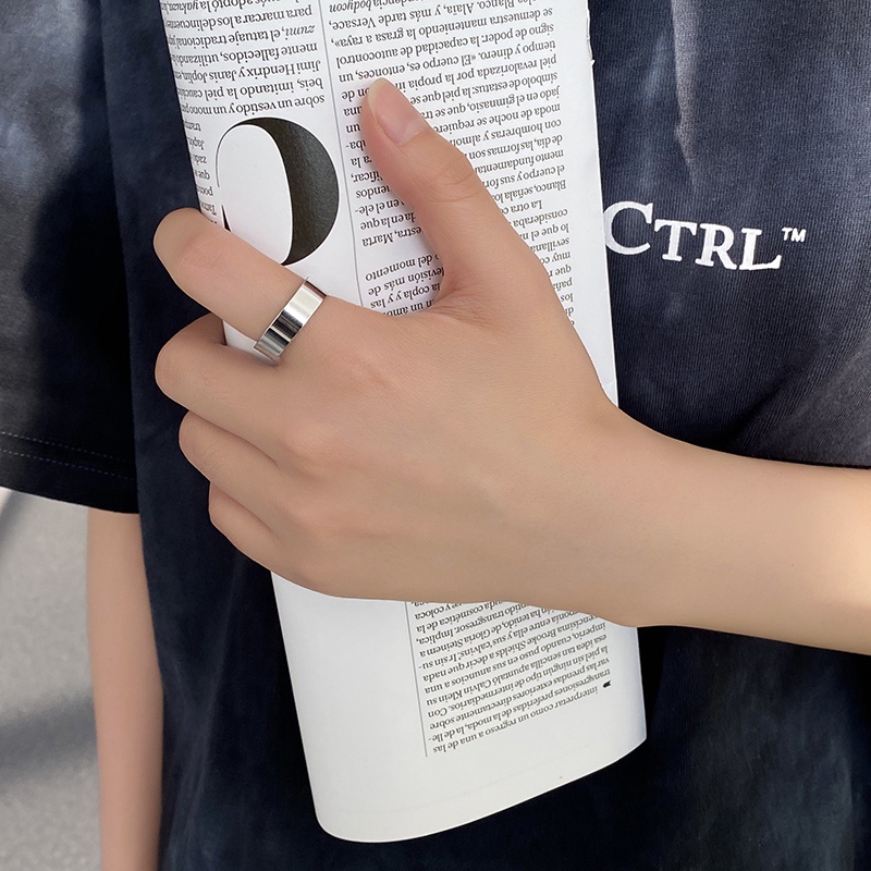 Nhẫn Cặp Bằng Kim Loại Thiết Kế Đơn Giản Phong Cách Hip Hop 19A1053