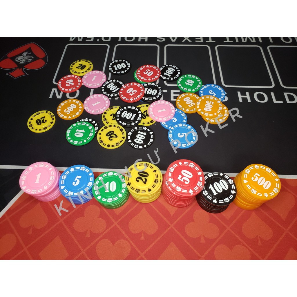 Cọc 25 chip poker, 4 cọc tặng hộp đựng, phỉnh poker có số giá rẻ, xu chơi poker, xèng pocker bằng nhựa dẻo