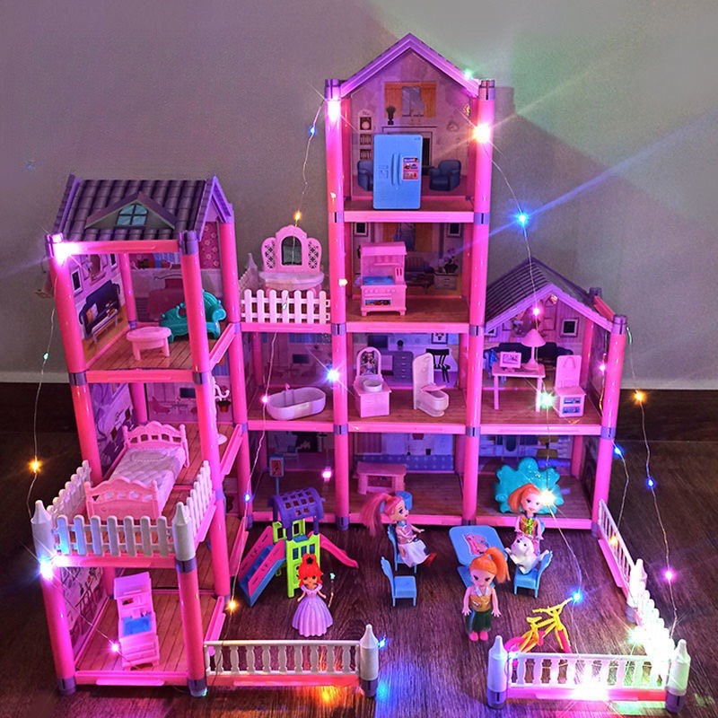 Đồ chơi lắp ráp nhà búp bê DIY lâu đài công chúa Barbie cỡ lớn