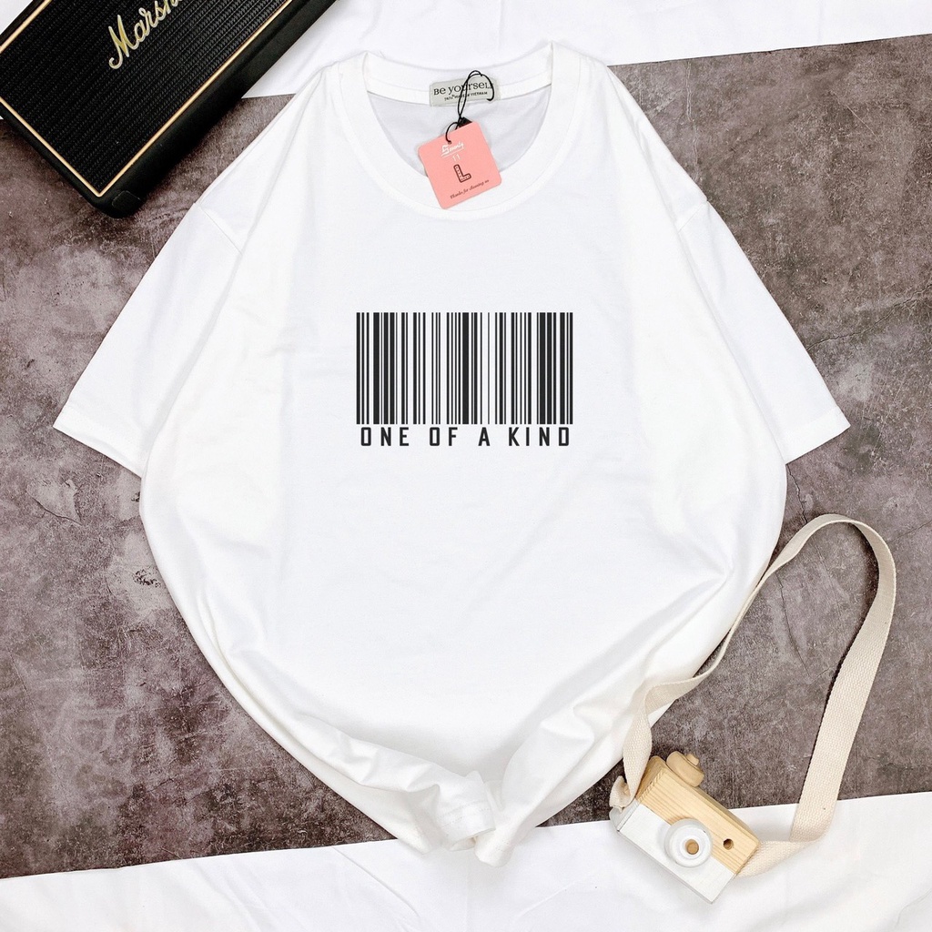 Áo Thun Tay Lỡ Nam Nữ In Mã Vạch ONE OF A KIND Đơn giản