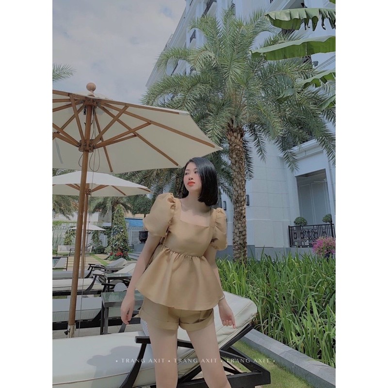 Set áo babydoll nude