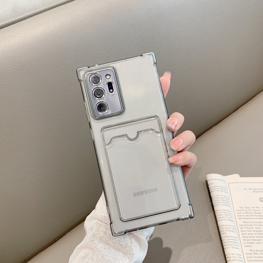 Ốp điện thoại silicon trong suốt có ngăn đựng thẻ cho Samsung Galaxy A32 5G A42 A12 A22 4G A22 5G A02S A10S M10S A03S
