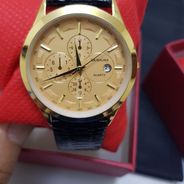 [Đồng Hô Thế Bình ] Đồng hồ nam BAISHUNS BS101 ba mặt vàng dây da sang trọng cực chất GIÁ HỦY DIỆT