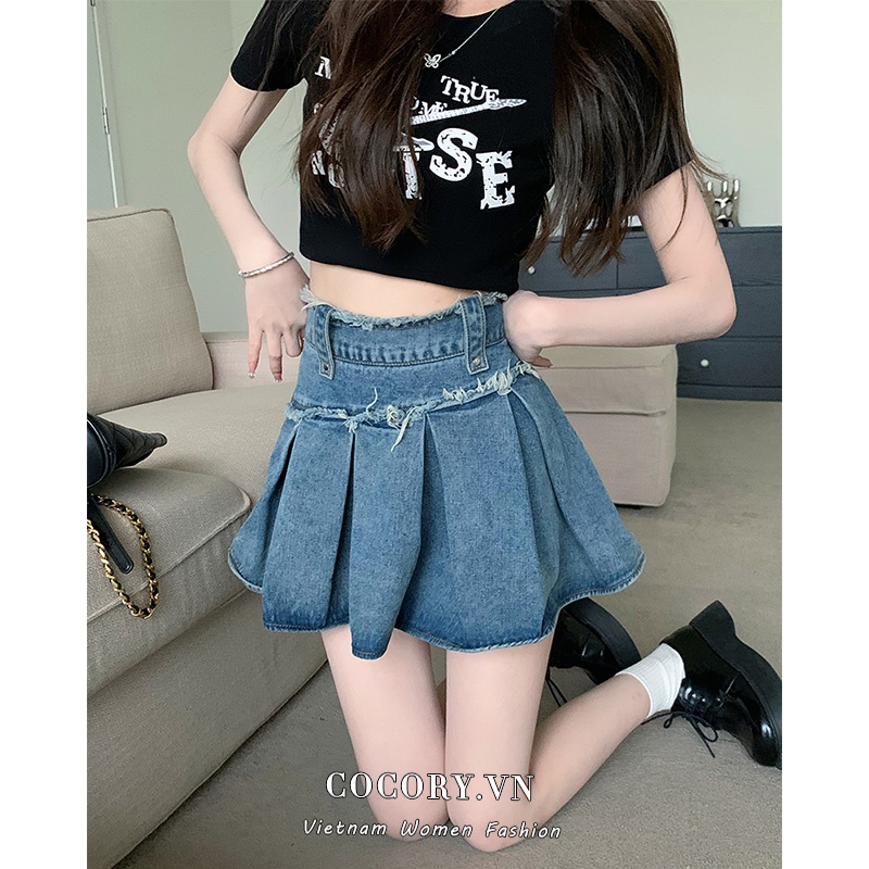 Cocory vn Chân Váy Jeans Chữ A Thời Trang Cho Nữ