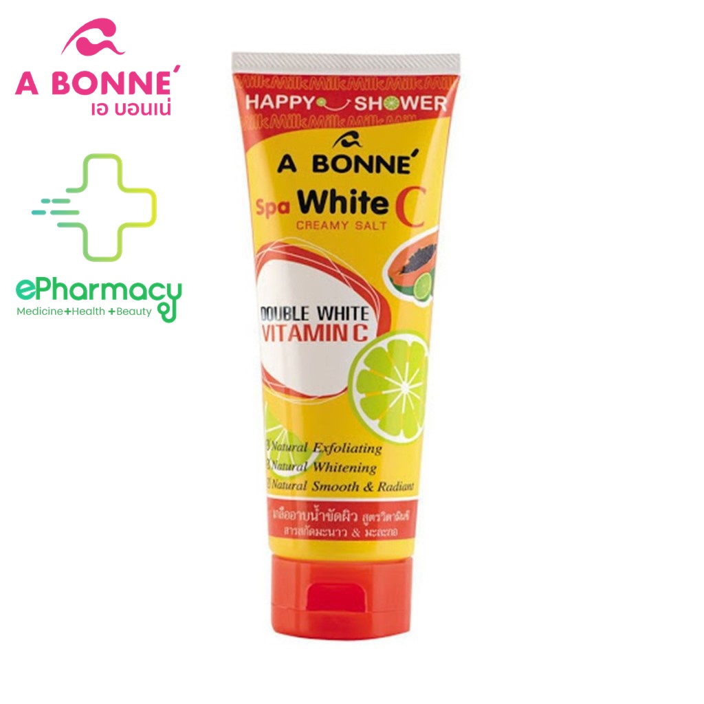 A BONNE' Muối Tắm Spa White C Salt White C Papaya and Lemon Scrub giảm mụn lưng tuýp 350G