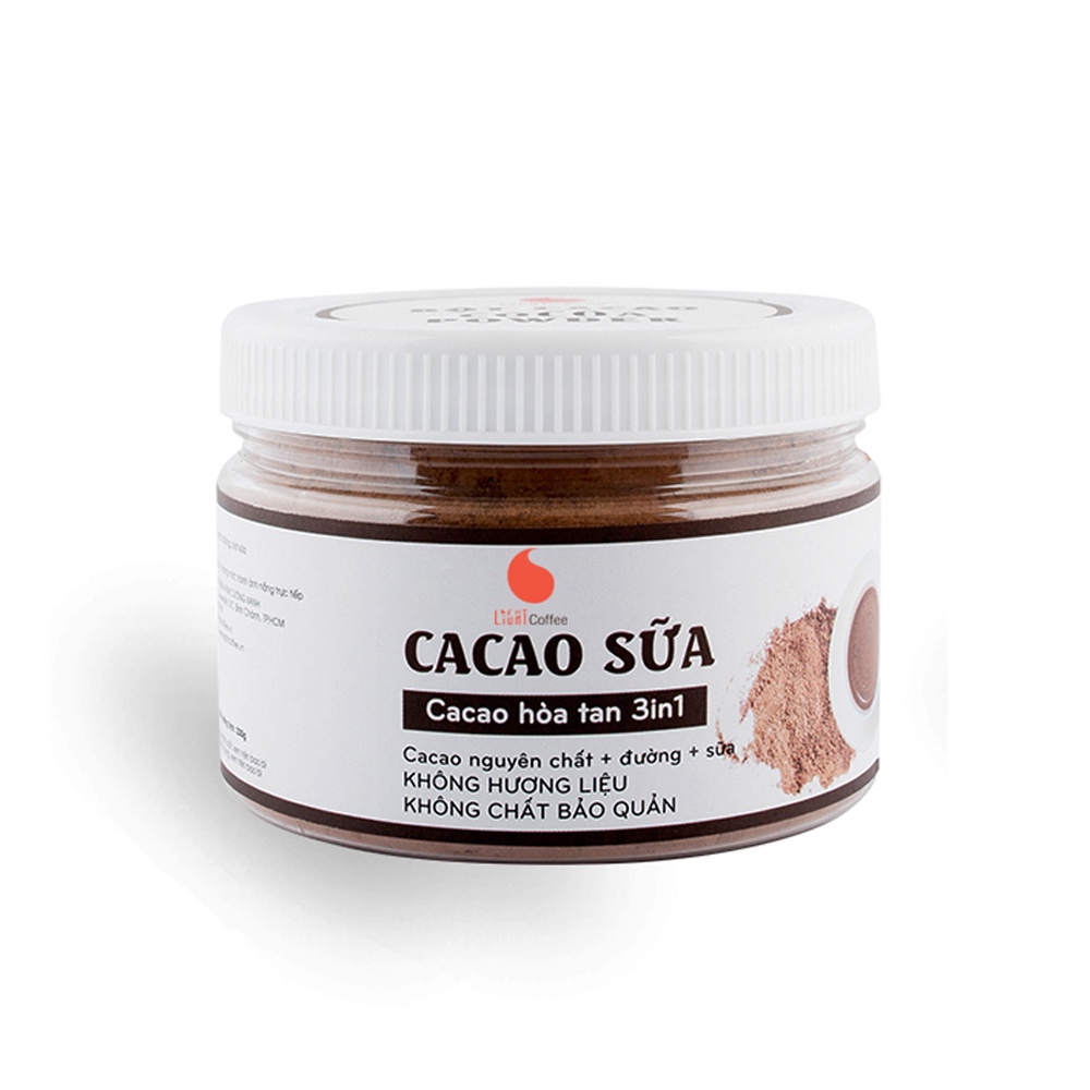 Cacao sữa hòa tan 3in1 Light Cacao thơm ngon, tiện lợi, không hương liệu - Hũ 230gr - 650gr từ nhà sản xuất Light Coffee