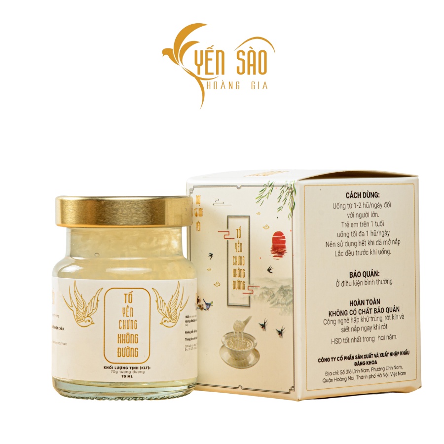 Yến Sào Ngự Cung Hoàng Gia set 6 hũ nguyên chất không đường 70ml