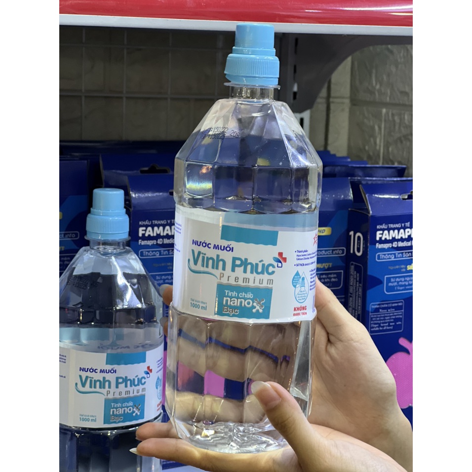 Nước muối Vĩnh Phúc Premium Tinh chất Nano Bạc 1000ml