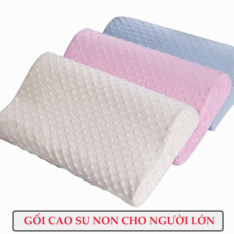 (Lỗi 1 Đổi 1) Gối Cao Su Non Cho Người Lớn Loại Tốt Có Khóa Kéo Giấu Kín Vỏ Nhung Ngoài Đẹp, Đủ 3 Màu Trắng Xanh Hồng