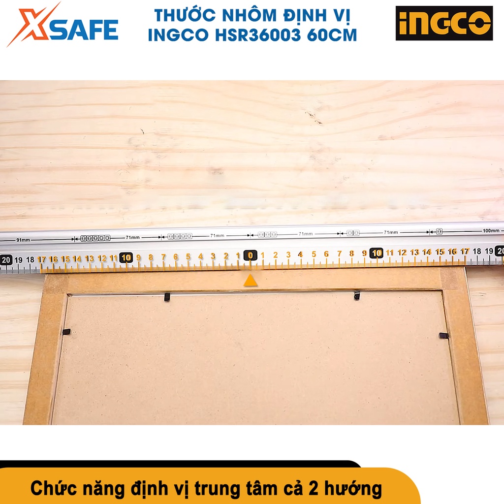 Thước nhôm định vị đa năng INGCO HSR36003 60cm, thước thủy cân bằng xây dựng tích hợp đa chức năng[XSAFE][CHÍNH HÃNG]