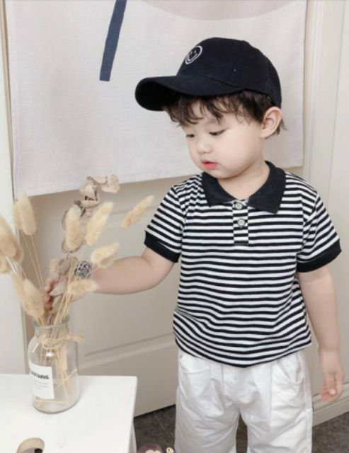 Set Polo kẻ bé trai