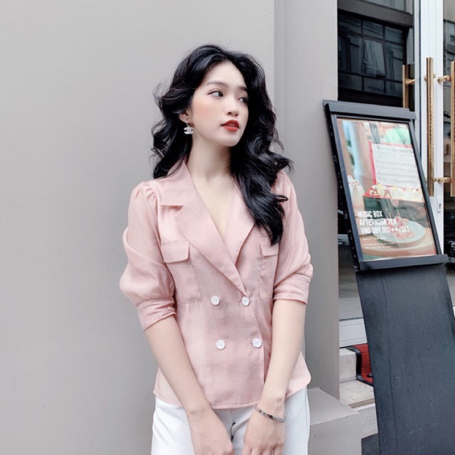 Áo sơ mi tơ cổ vest 2 màu công sở A563 KYMIE