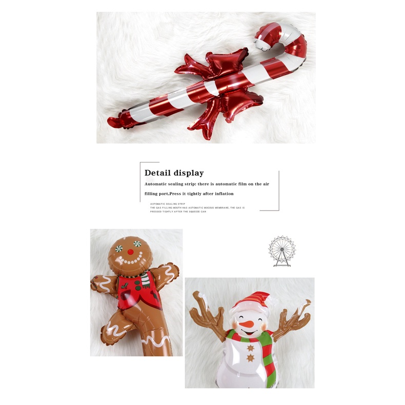Bong Bóng Lá Nhôm Cầm Tay Trang Trí Giáng Sinh Hình Gingerbread Man / Ông Già Noel / Người Tuyết / Tuần Lộc