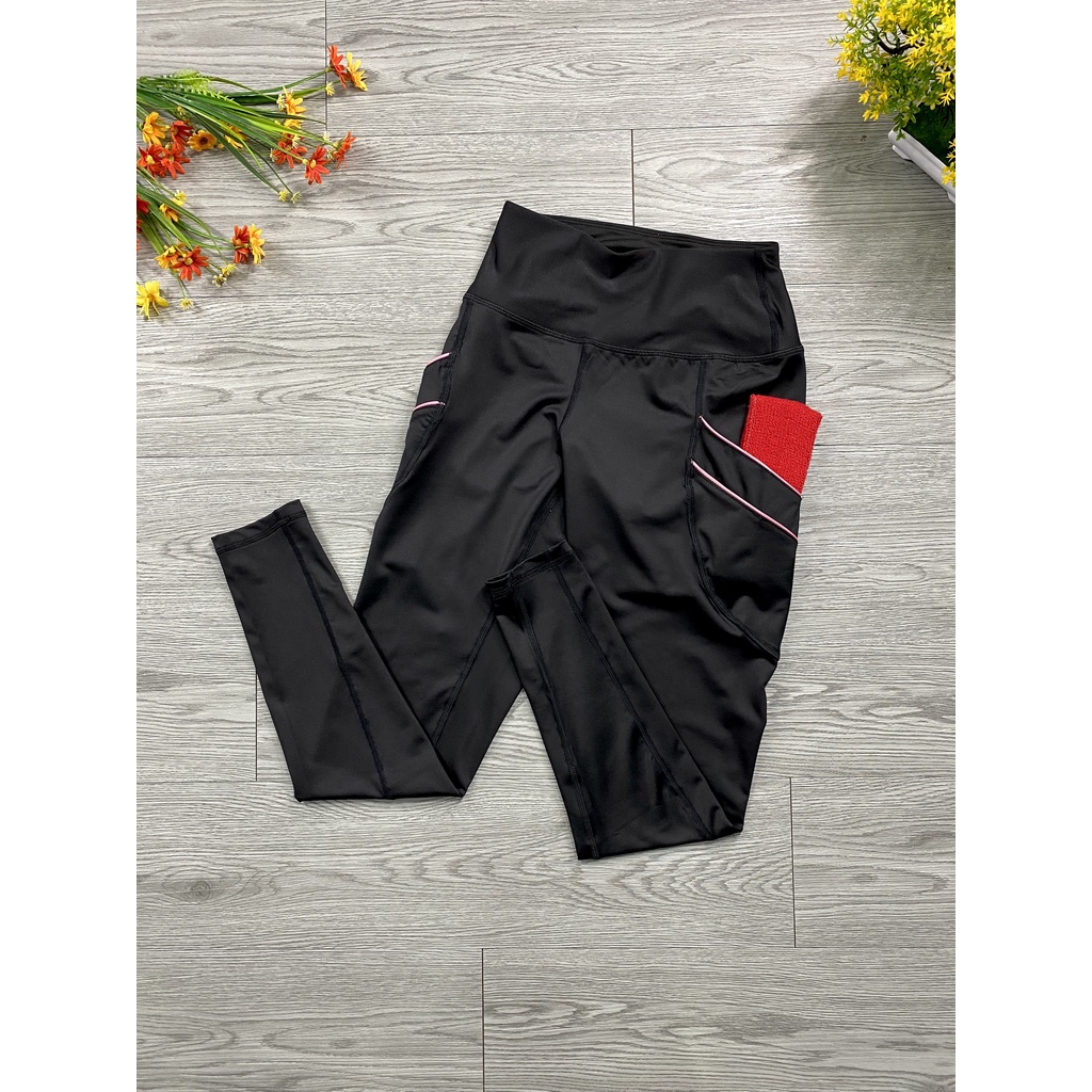 quần dài nữ túi phối sọc màu ,thể thao gym-yoga