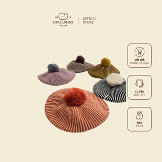 Little Seoul - Mũ nồi len cho bé gái - cục bông mềm mịn