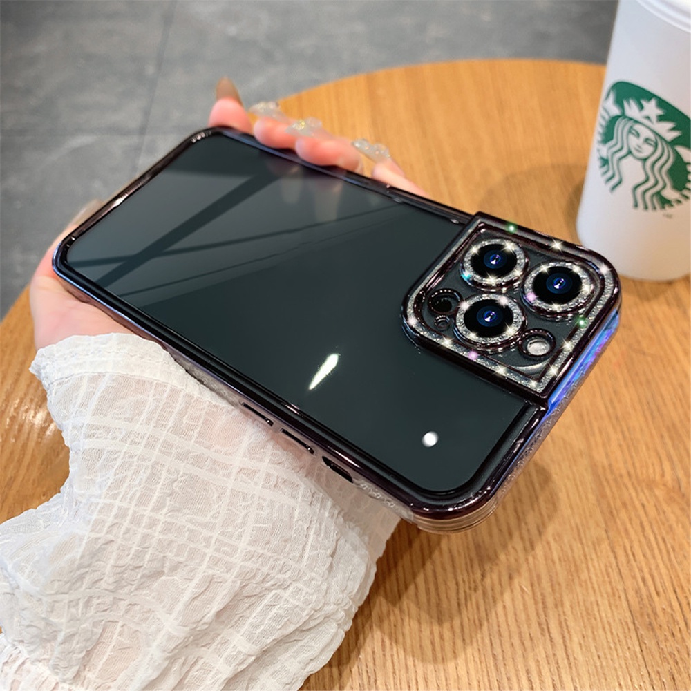 Ốp Điện Thoại Silicon Mềm Trong Suốt Đính Đá Lấp Lánh Sang Trọng Cho iPhone 11 12 13 Pro Max XS X XR 7 8 Plus SE3 2020