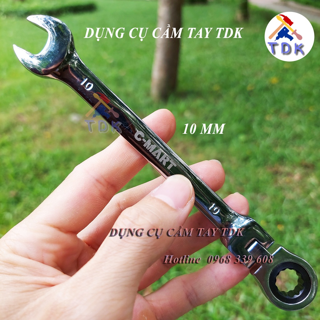 Cờ lê tự động gật gù 8mm~19mm, cờ lê đảo chiều chính hãng C-Mart