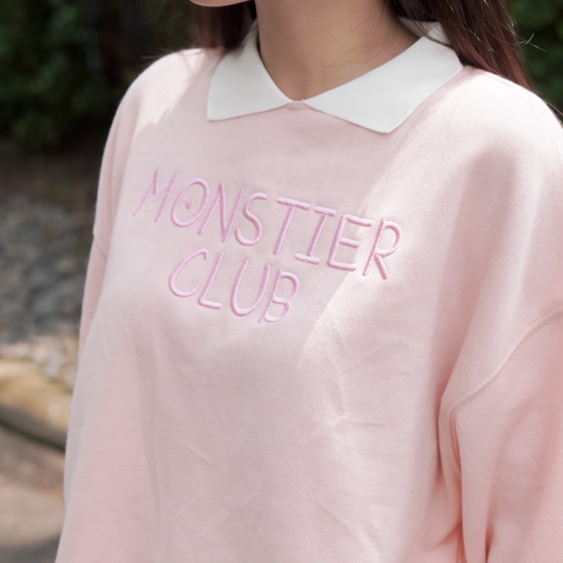 💖 Áo Monstier Cropped Collar Sweat-Shirt - Hồng