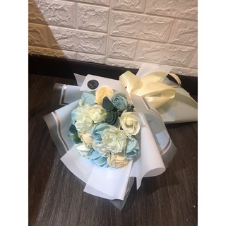 bó hoa sáp mix hoa mẫu đơn( form mini)