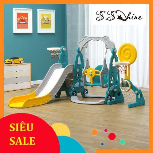 cầu trượt xích đu cho bé / đồ chơi vận động trong nhà tặng kèm bóng rổ tải trọng 50kg giá rẻ