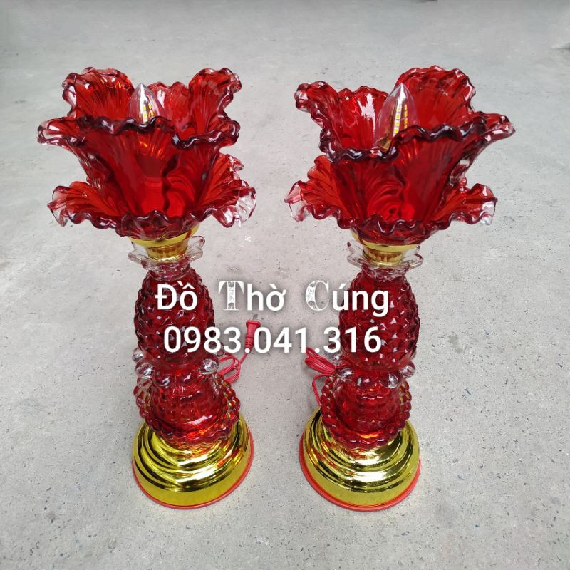Đèn thờ thủy tinh bông cải cao 45cm