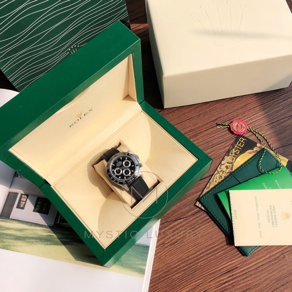 ⚜Chất Lượng Thụy Sĩ⚜Kính Vạn Hoa RL Daytona Gốm Sứ Đen 116500Dây Đeo Cao Su 40mm Sang Trọng Cho Đồng Hồ Nam