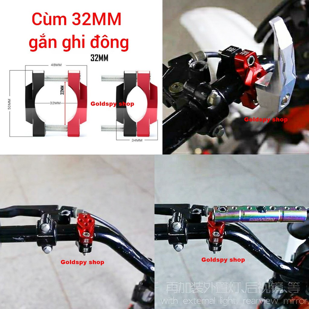 Cùm phuộc nhôm CNC - Cùm ghi đông nhôm CNC (giá 1 cái)