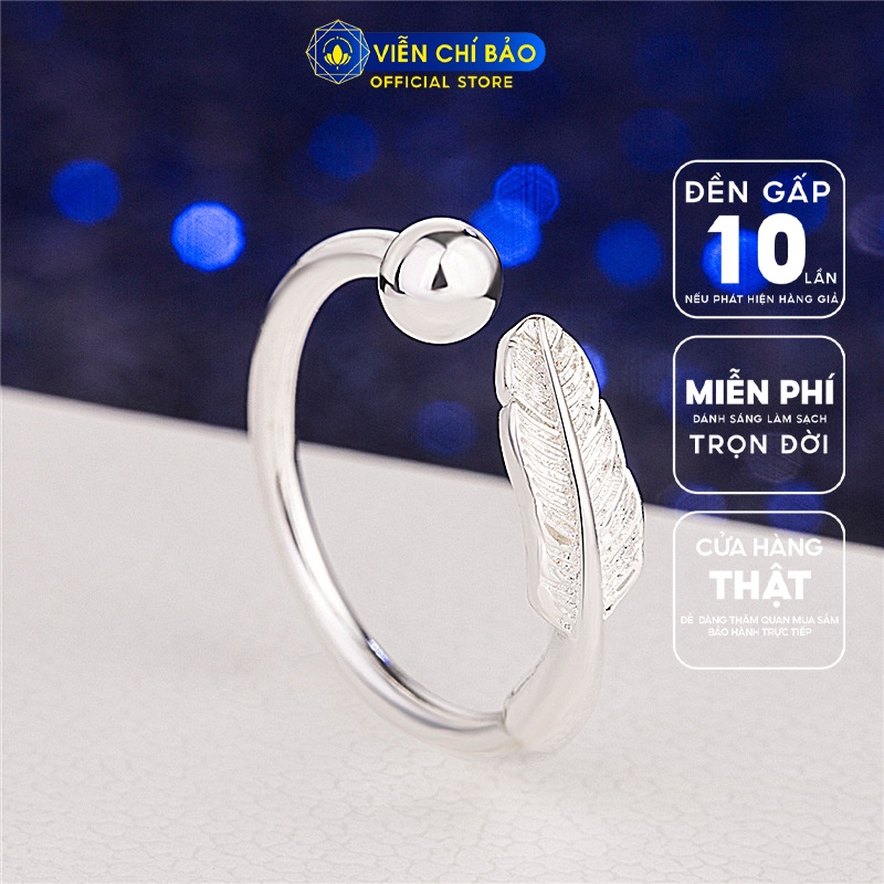 Nhẫn bạc nữ lông vũ loại nhỏ chất liệu bạc 925 thời trang phụ kiện trang sức nữ thương hiệu Viễn Chí Bảo N400129X
