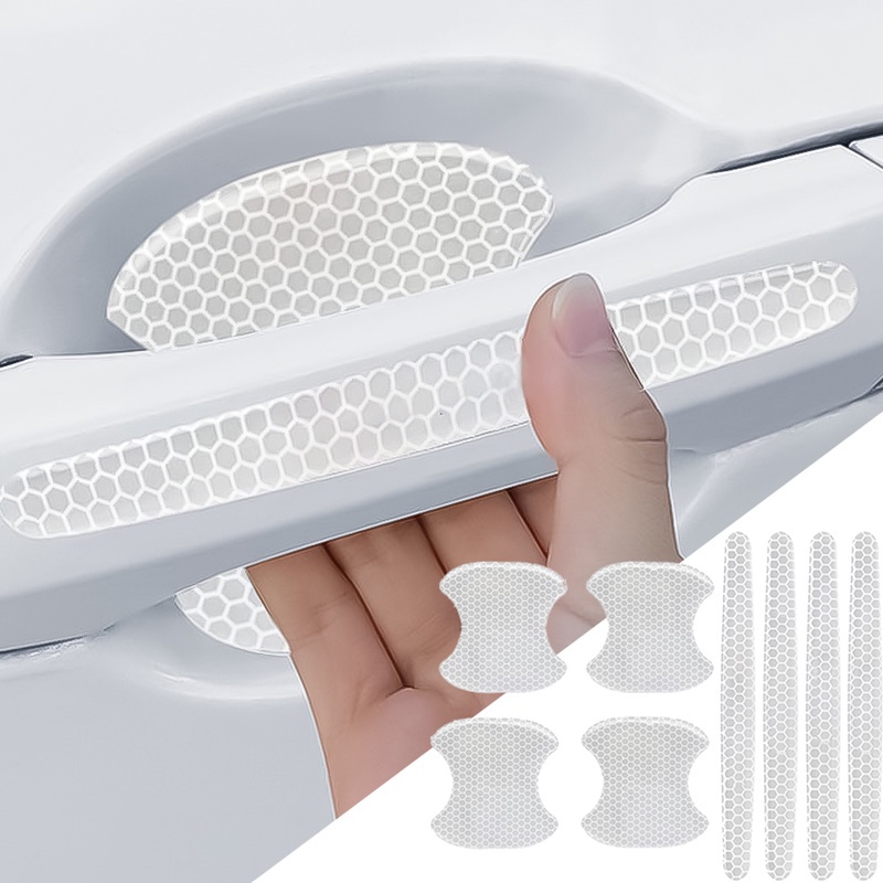 Bộ 4 Miếng Dán PVC Họa Tiết Tổ Ong Chống Trầy Cho Tay Nắm Cửa Xe Hơi
