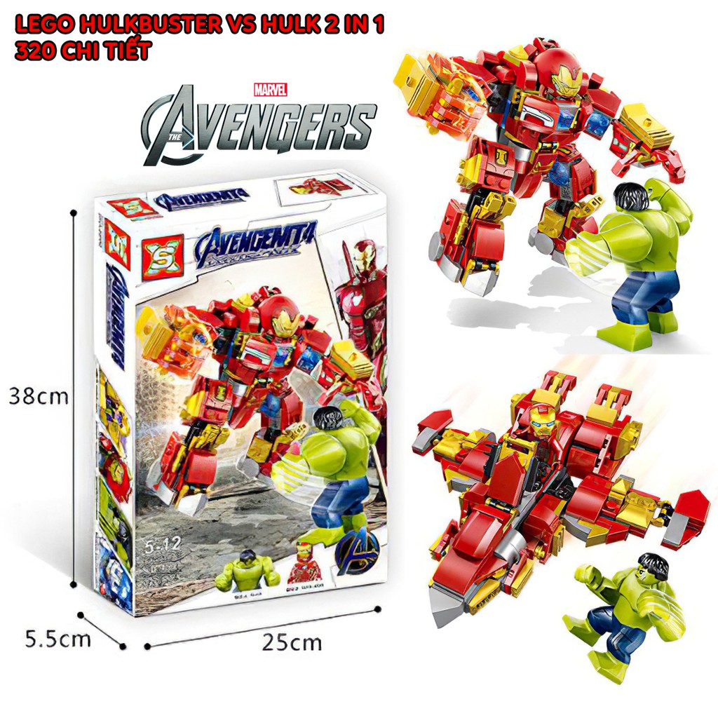 Đồ chơi lego, lego Hulkbuster người sắt iron man, đồ chơi lego avenger chất liệu nhựa ABS an toàn