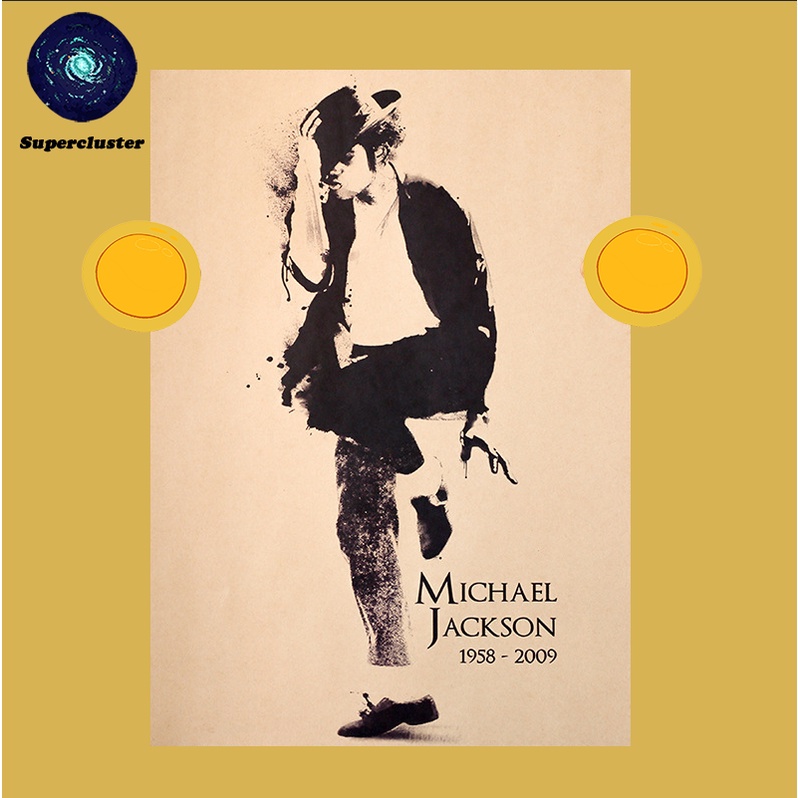 Superstar Michael Jackson Retro poster Treo Tường Giấy Kraft Giấy Dán Tường Tranh 50.5 * 35cm