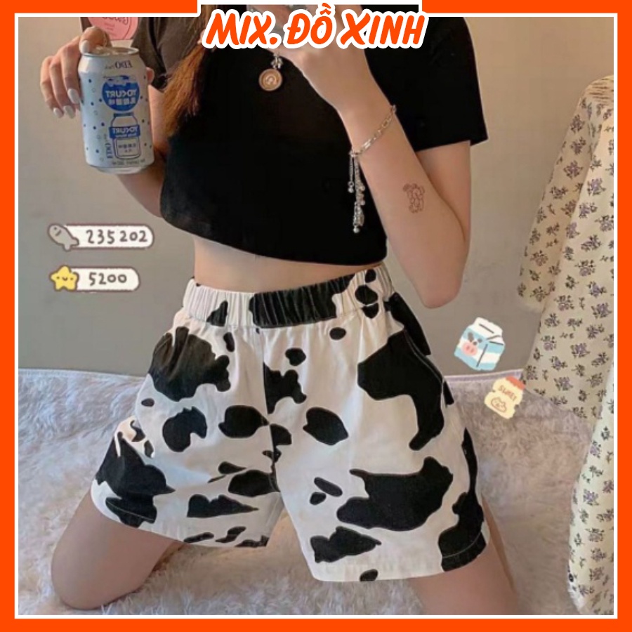 Quần đùi bò sữa quần short nữ Thu Hà form trẻ trung, chất liệu mềm mịn