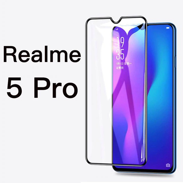 Miếng Dán Kính Cường Lực 9D Full màn Cho Realme 5 Pro, Realme Q, Dán Màn Hình Realme