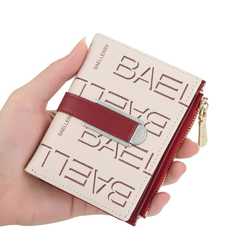 Youyo Ví Da Ngắn Mini Có Nhiều Ngăn Đựng Thẻ In Chữ Sành Điệu Có Khóa Kéo Dọc Cho Nữ