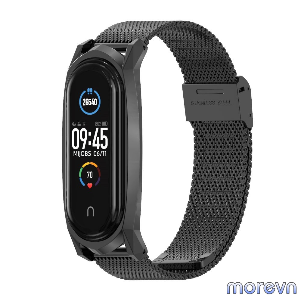 Dây đeo kim loại mắt lưới GT Mi band 4, mi band 3 Mijobs - dây đeo thay thế miband 4, miband 3 viền nhọn GT