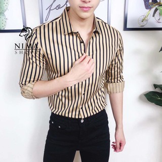 Áo sơ mi nam dài tay, vải lụa bóng đẹp, cao cấp NMM001