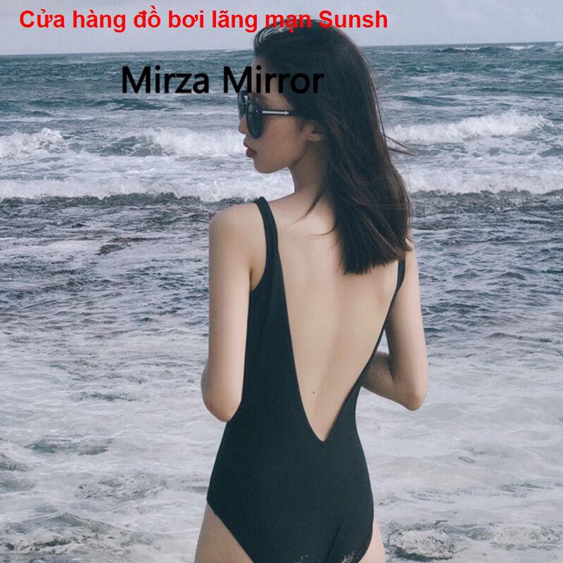 Pháp và Hàn Quốc lưới màu đỏ sexy tam giác mỏng áo tắm một mảnh nữ bảo thủ che bụng hở lưng bikini đen ngực nhỏ