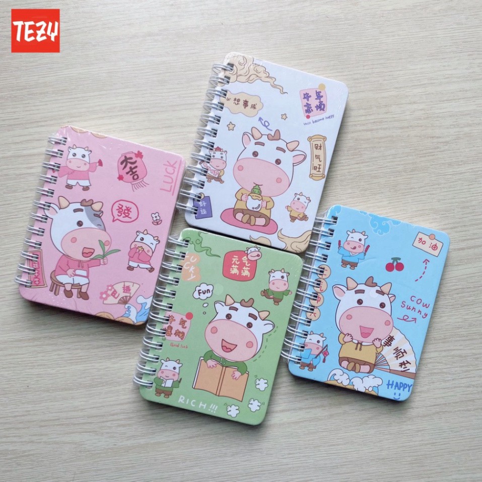 Sổ tay cute cow sunny 90 trang, sổ tay mini nhỏ gọn ghi chép tiện lợi - TZ192144HN