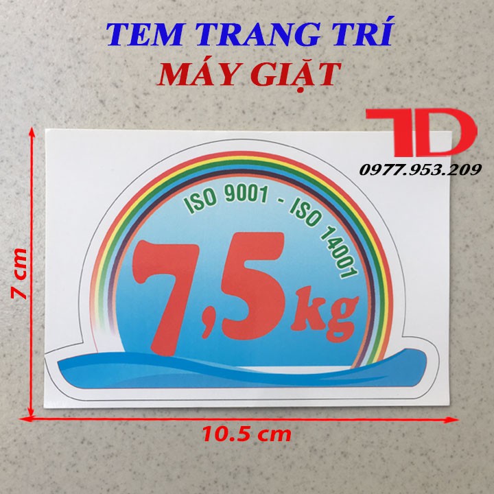 Tem dán trang trí Máy Giặt loại 7.5KG