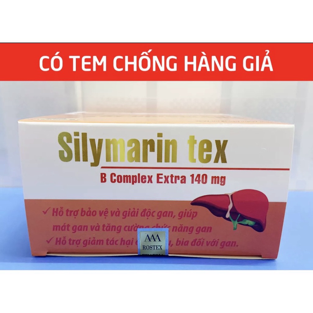 [Chính hãng] Viên uống bổ gan Silymarin Tex mát gan, giải độc gan, hạ men gan tốt cho gan- Hộp 100 viên  Date mới