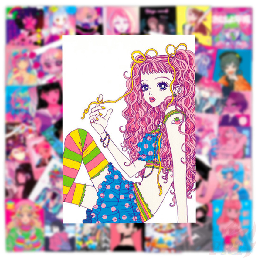 ❉ POP Pink Tokyo Girl - Series 04 Illustration Beauty Stickers ❉ 50Pcs/Set Waterproof DIY Fashion Decals Doodle Stickers