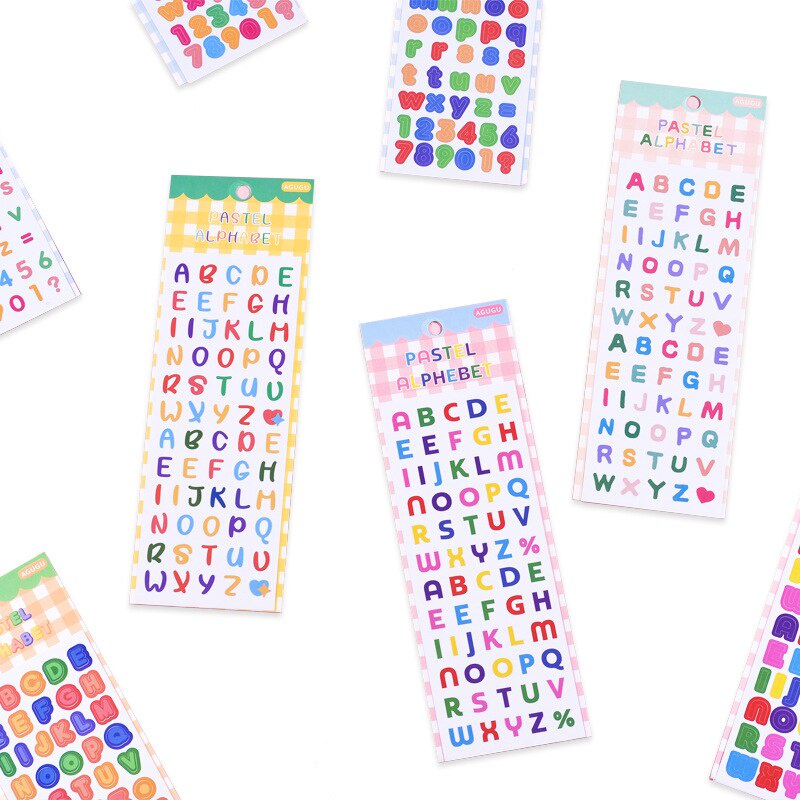 Set 2 miếng dán chữ số màu kẹo chống thấm nước
